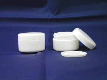 50x 50 ml Doppelwandiger PP Tiegel weiss mit Dichtscheibe Pharmaqualität
