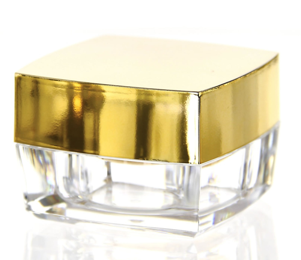 15 ml Quadrat Acryl Tiegel mit Abdeckscheibe THOR Chrome gold